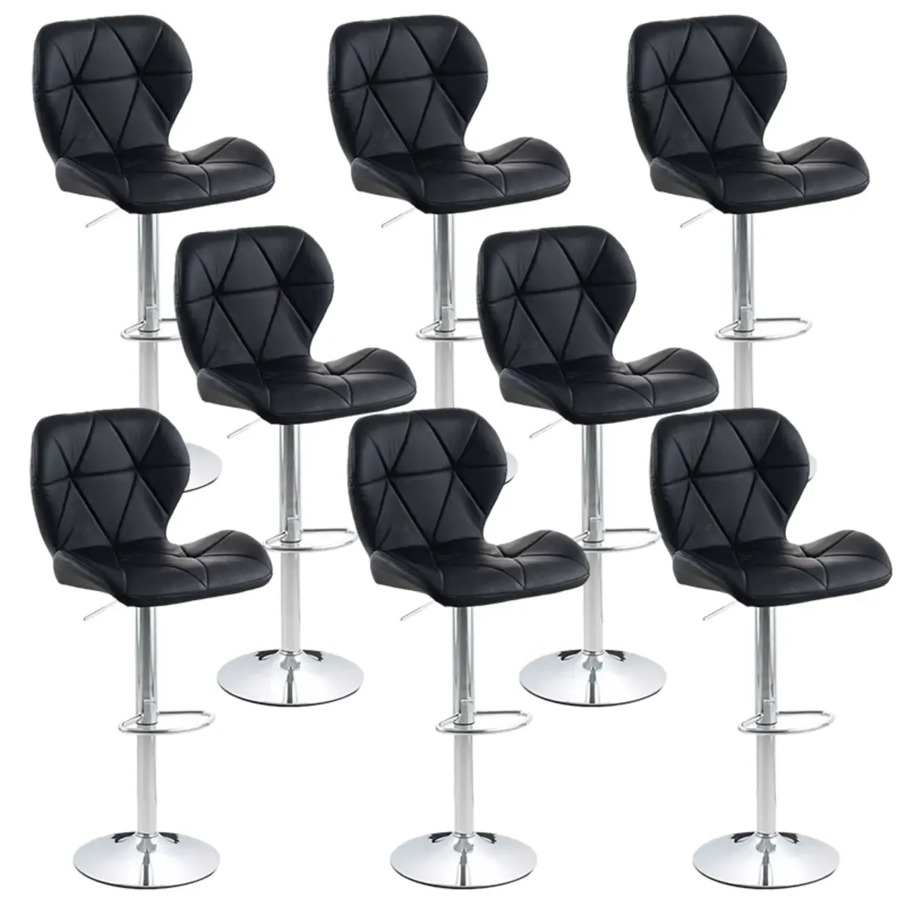 Bucket Swivel Armless Leather Adjustable Bar Stools Image - 44