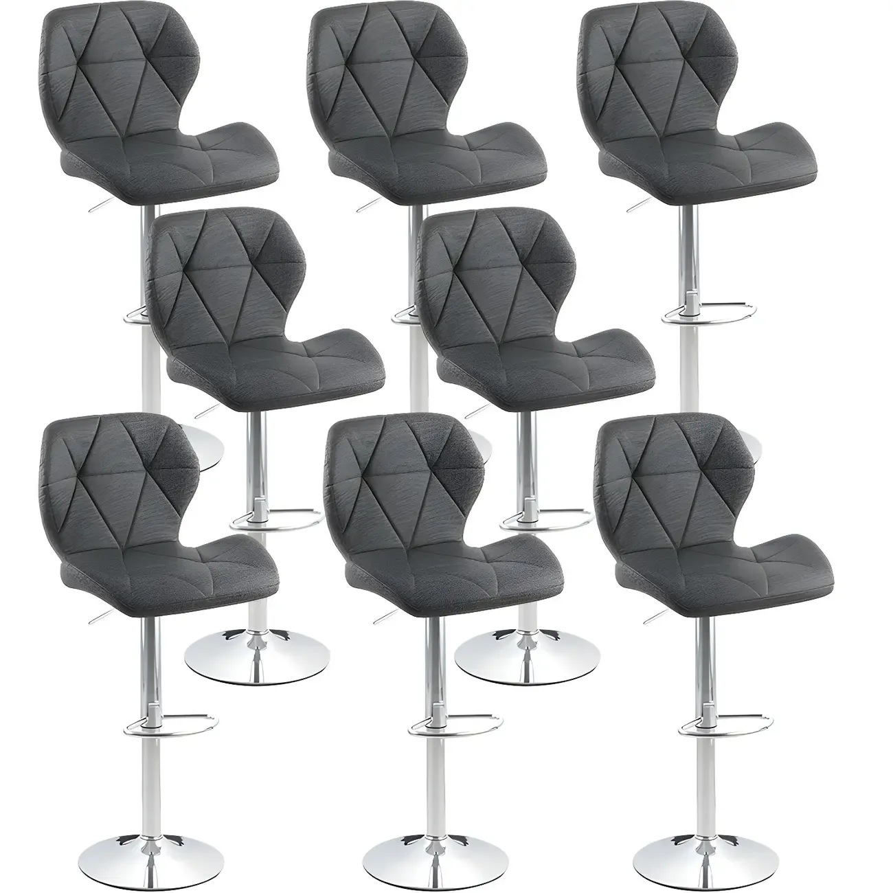 Bucket Swivel Armless Leather Adjustable Bar Stools Image - 54