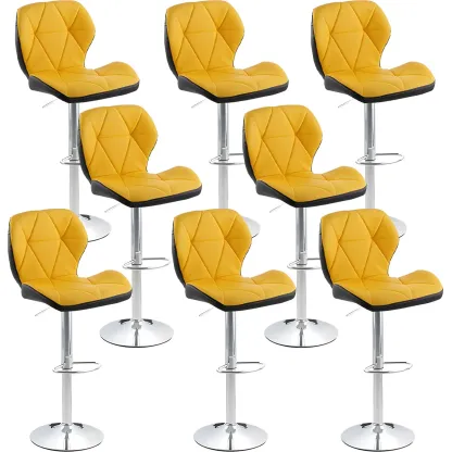 Bucket Swivel Armless Leather Adjustable Bar Stools Image - 59