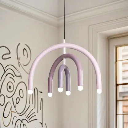 Modern 6-Light LED Chandelier  with Rainbow Shape Design Image - 2