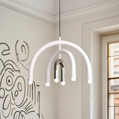 Modern 6-Light LED Chandelier  with Rainbow Shape Design Image - 4