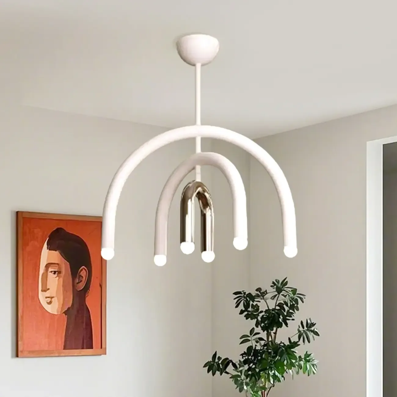 Modern 6-Light LED Chandelier  with Rainbow Shape Design Image - 6