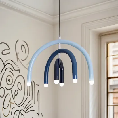 Modern 6-Light LED Chandelier  with Rainbow Shape Design Image - 7