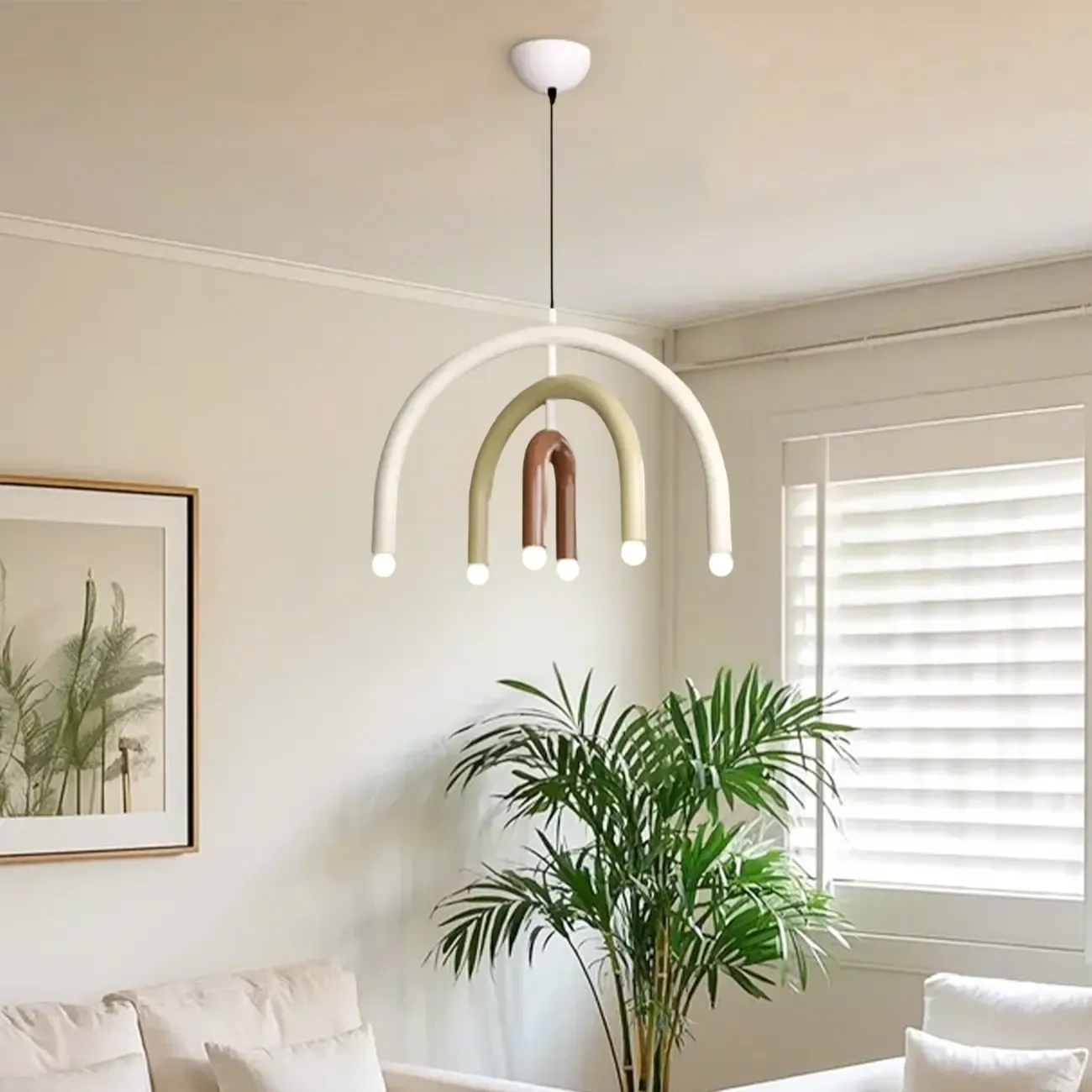 Modern 6-Light LED Chandelier with Rainbow Shape Design Image - 12