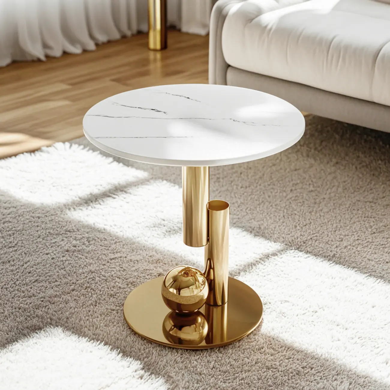 Glam White Stone Oval Abstract Coffee Table Image - 7 | homeyfad
