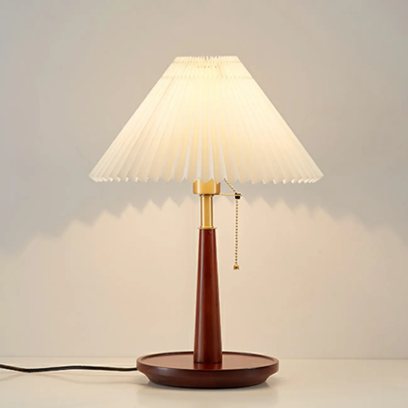 Elegant Metal Round Base Cone Fabric Shade Table Lamp Image - 5 | homeyfad