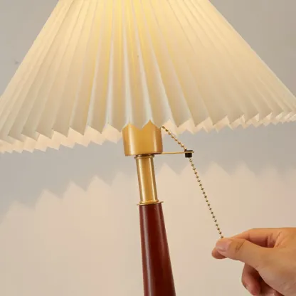 Elegant Metal Round Base Cone Fabric Shade Table Lamp Image - 10