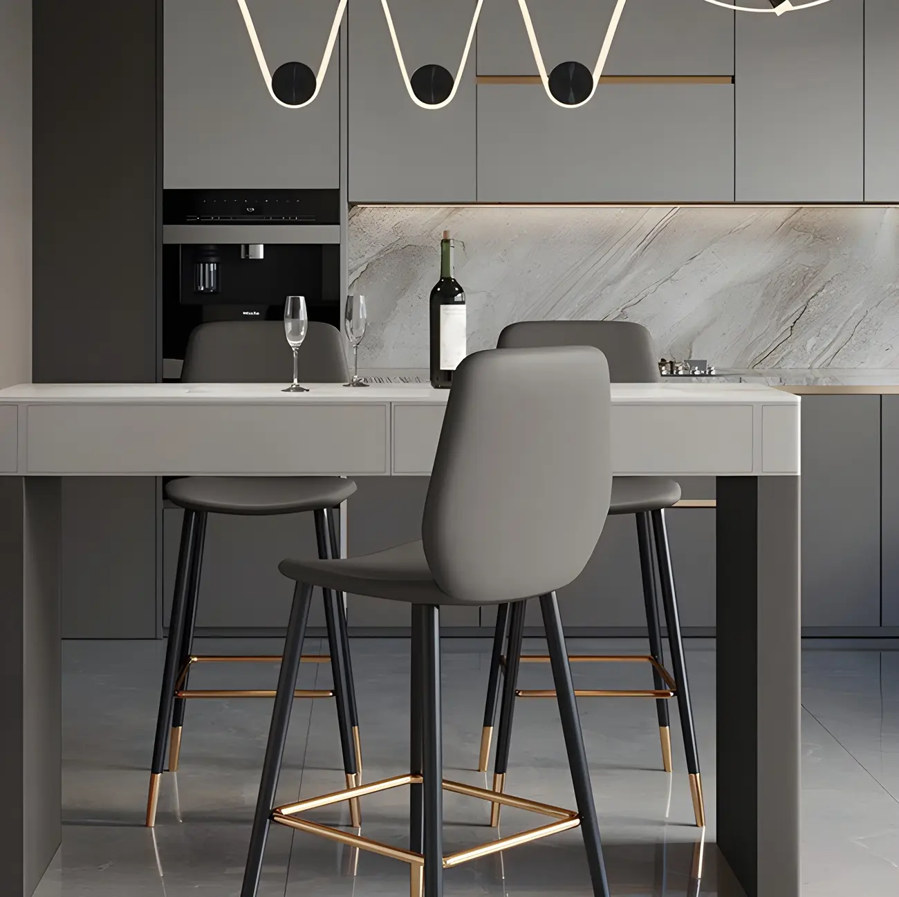 Modern Beige Orange Stone Top Wooden Drawer Bar Tables Image - 5 | homeyfad