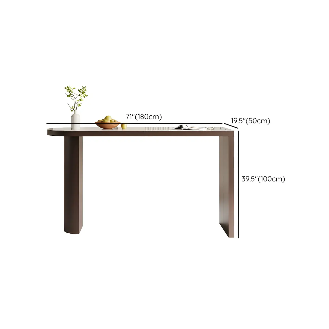 Modern White Stone Brown Wood Dual Pedestal Bar Tables Image - 12 | homeyfad