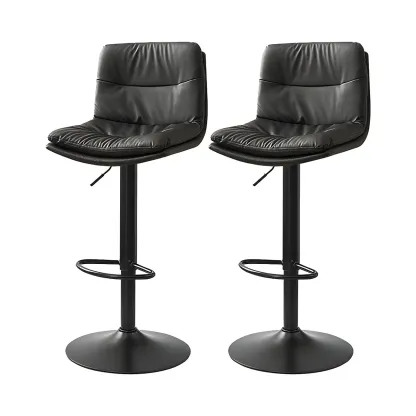 Modern Upholstered Swivel Bar Stools with Back for Kitchen Image - 3