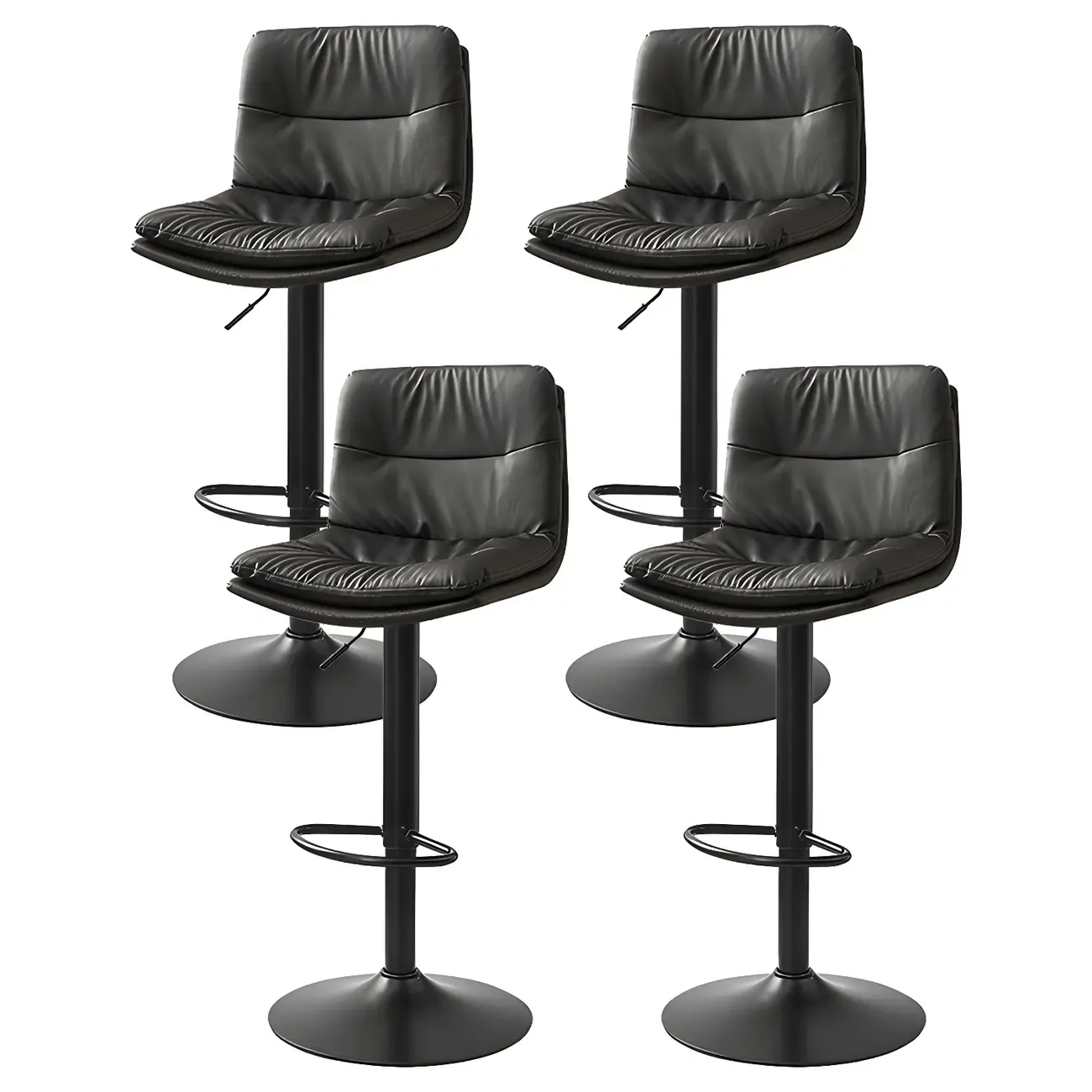 Modern Upholstered Swivel Bar Stools with Back for Kitchen Image - 5