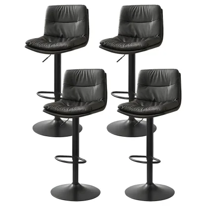Modern Upholstered Swivel Bar Stools with Back for Kitchen Image - 5