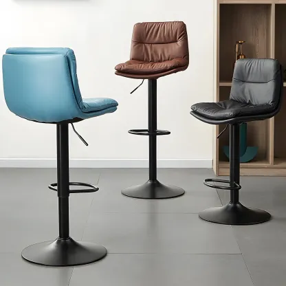 Modern Upholstered Swivel Bar Stools with Back for Kitchen Image - 6