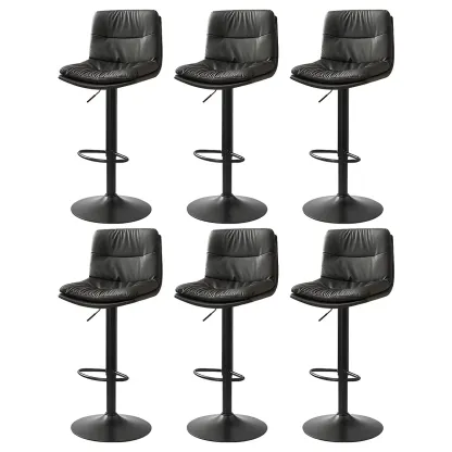 Modern Upholstered Swivel Bar Stools with Back for Kitchen Image - 7