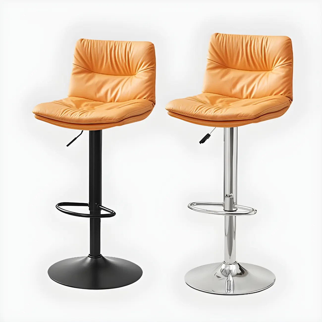 Modern Upholstered Swivel Bar Stools with Back for Kitchen Image - 9 | homeyfad