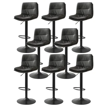 Modern Upholstered Swivel Bar Stools with Back for Kitchen Image - 10