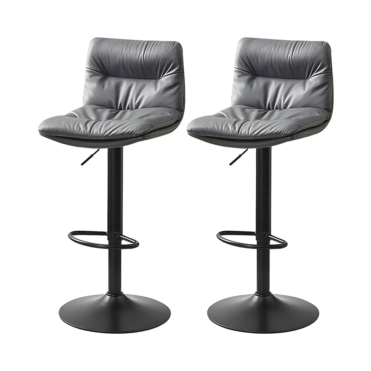 Modern Upholstered Swivel Bar Stools with Back for Kitchen Image - 14