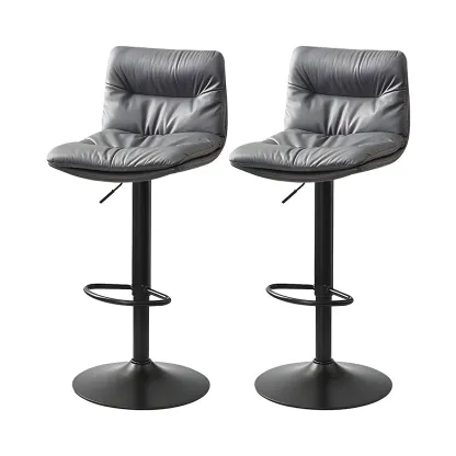 Modern Upholstered Swivel Bar Stools with Back for Kitchen Image - 14