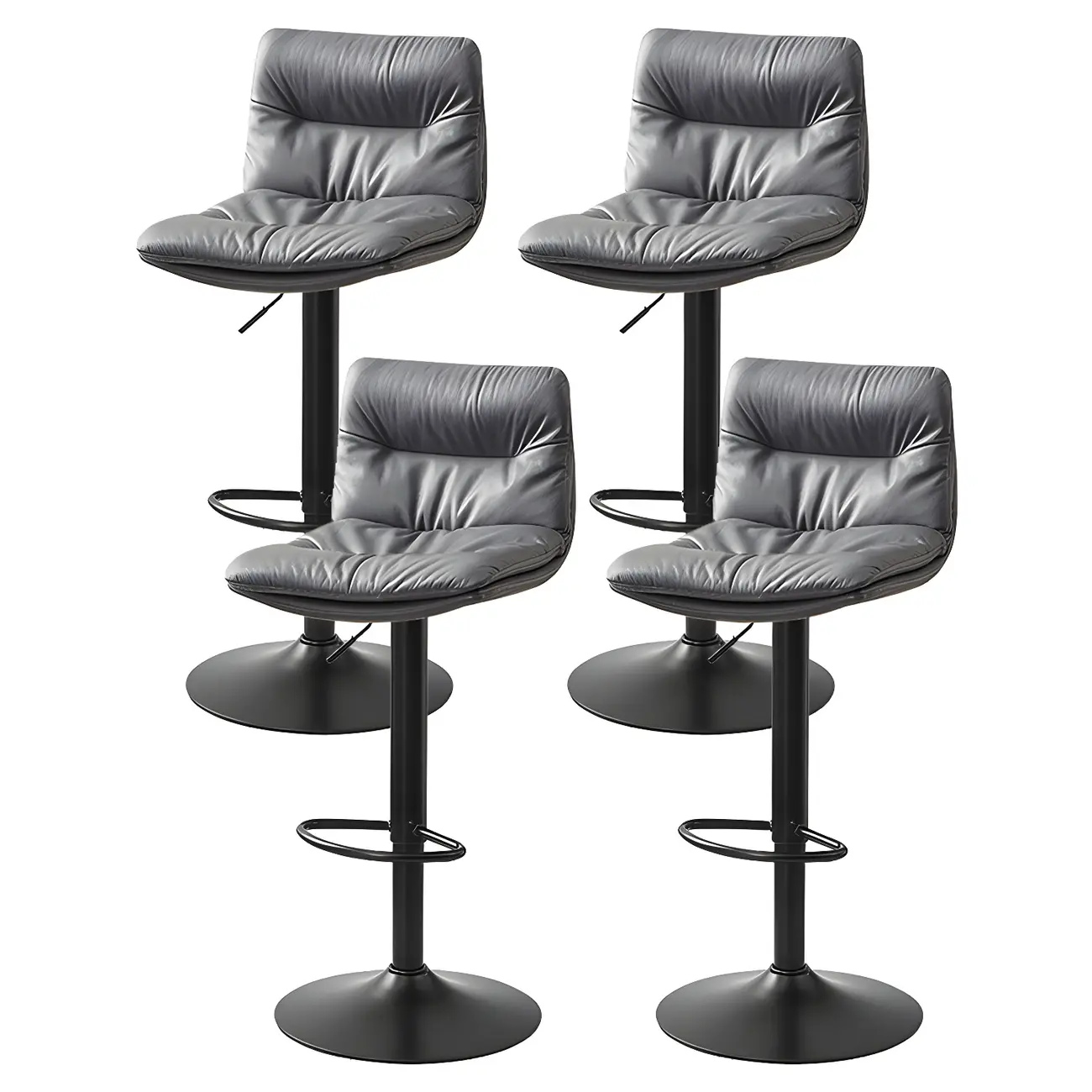Modern Upholstered Swivel Bar Stools with Back for Kitchen Image - 16 | homeyfad