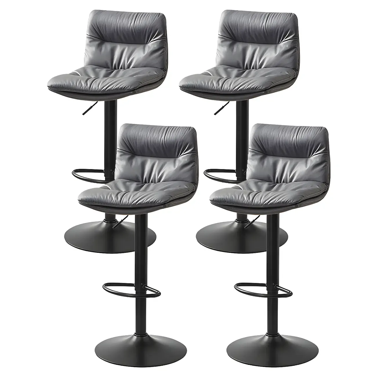 Modern Upholstered Swivel Bar Stools with Back for Kitchen Image - 16