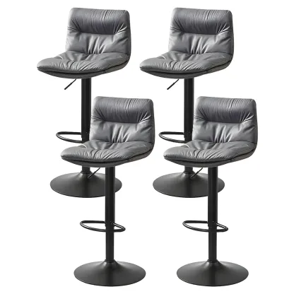 Modern Upholstered Swivel Bar Stools with Back for Kitchen Image - 16