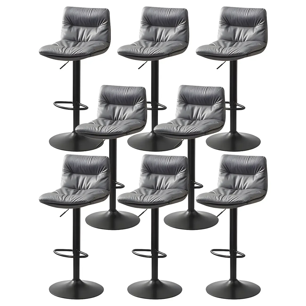 Modern Upholstered Swivel Bar Stools with Back for Kitchen Image - 19