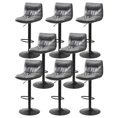 Modern Upholstered Swivel Bar Stools with Back for Kitchen Image - 19