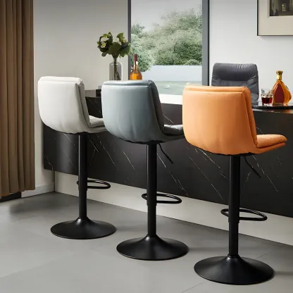 Modern Upholstered Swivel Bar Stools with Back for Kitchen Image - 20