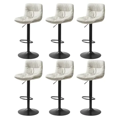 Modern Upholstered Swivel Bar Stools with Back for Kitchen Image - 25