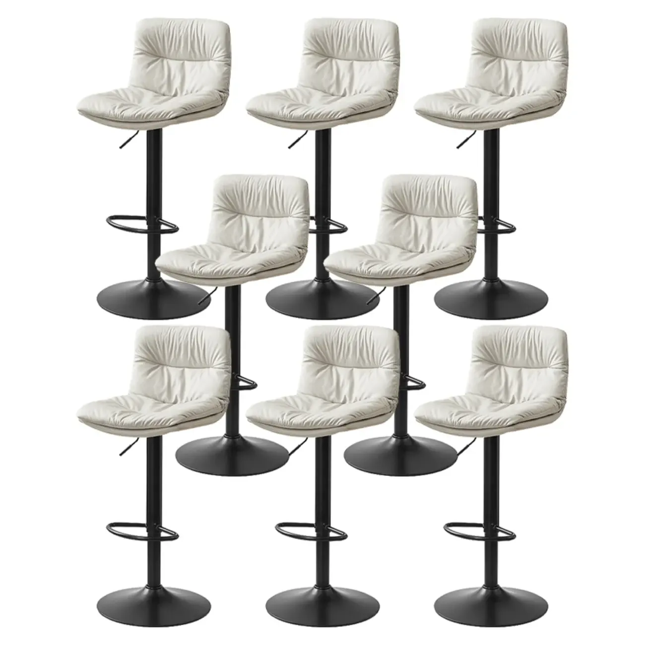 Modern Upholstered Swivel Bar Stools with Back for Kitchen Image - 26