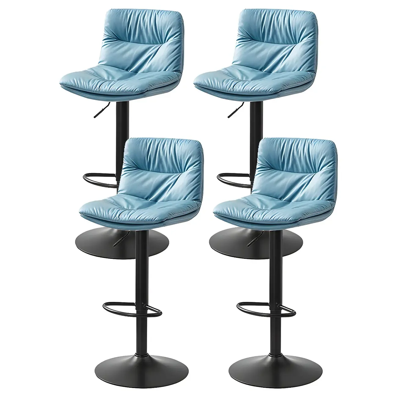Modern Upholstered Swivel Bar Stools with Back for Kitchen Image - 29