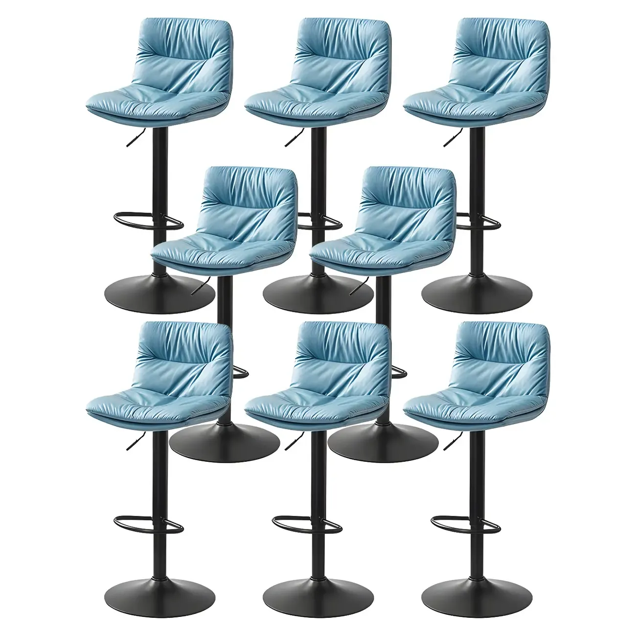 Modern Upholstered Swivel Bar Stools with Back for Kitchen Image - 31