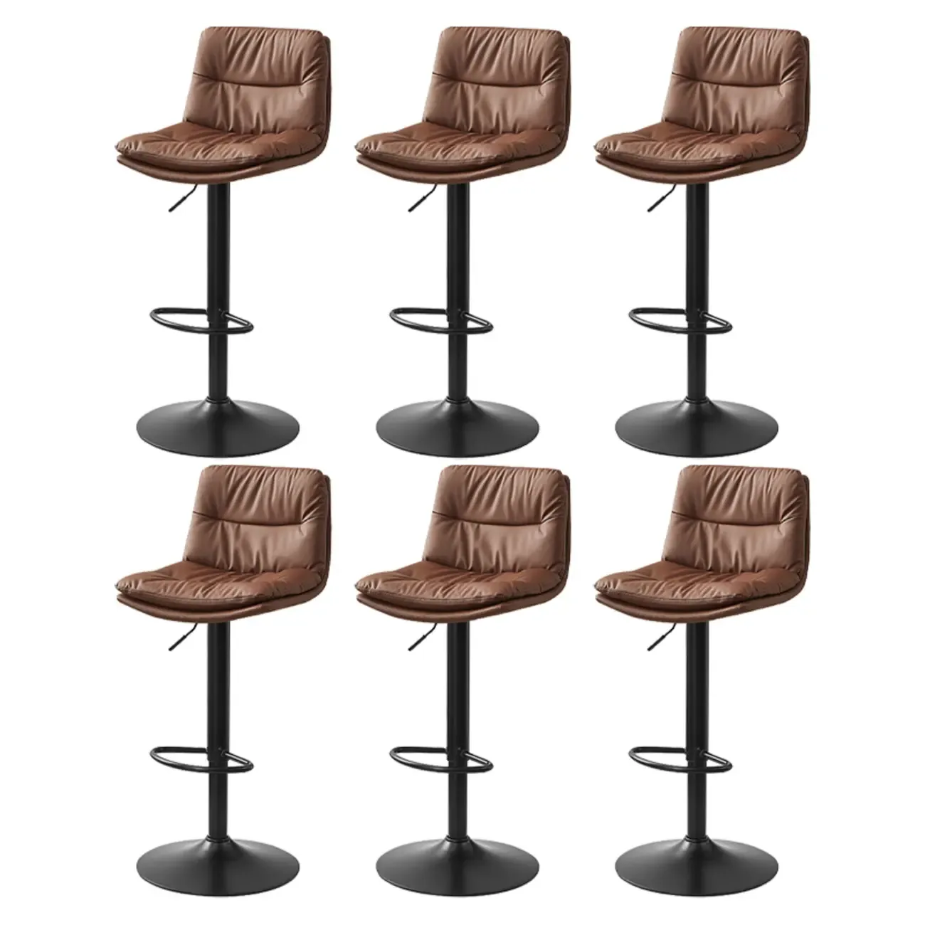 Modern Upholstered Swivel Bar Stools with Back for Kitchen Image - 35