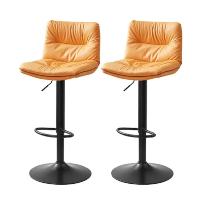 Modern Upholstered Swivel Bar Stools with Back for Kitchen Image - 38