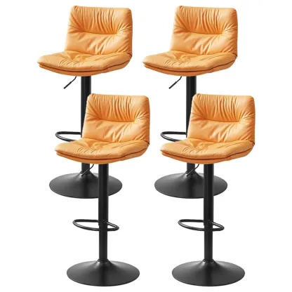 Modern Upholstered Swivel Bar Stools with Back for Kitchen Image - 39