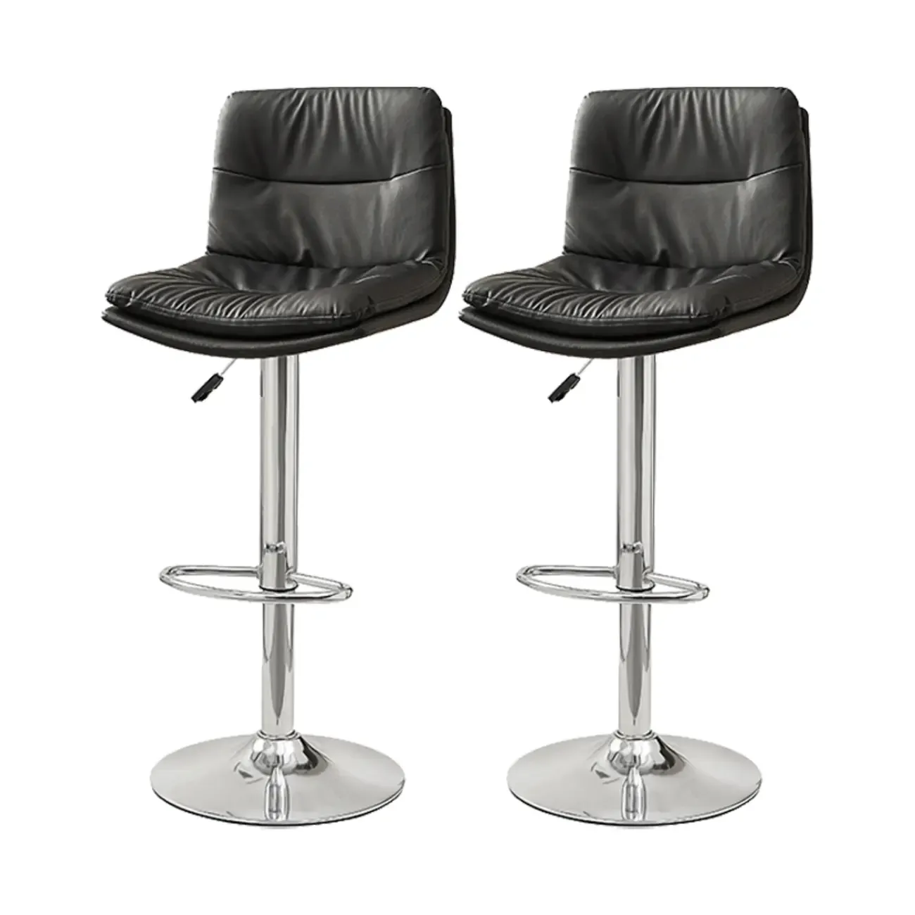 Modern Upholstered Swivel Bar Stools with Back for Kitchen Image - 43