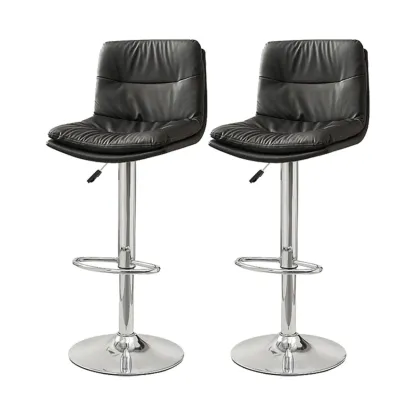 Modern Upholstered Swivel Bar Stools with Back for Kitchen Image - 43
