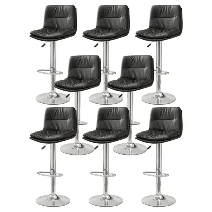 Modern Upholstered Swivel Bar Stools with Back for Kitchen Image - 46