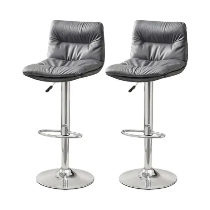 Modern Upholstered Swivel Bar Stools with Back for Kitchen Image - 48