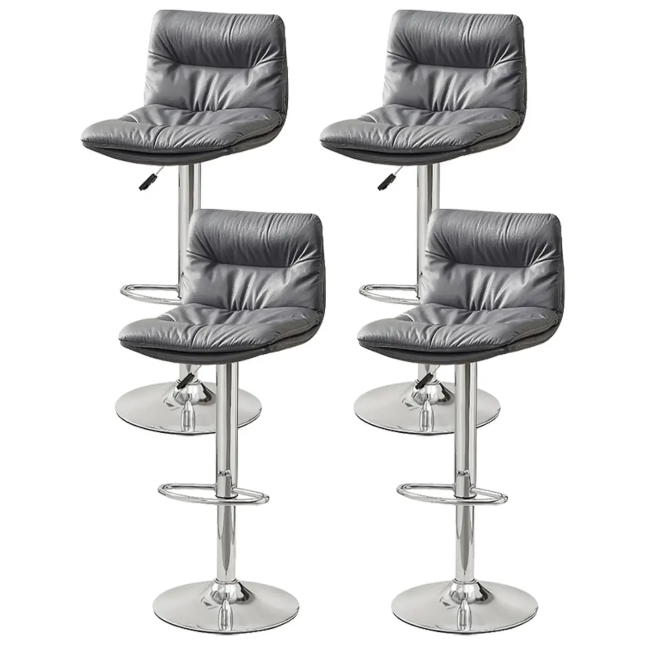 Modern Upholstered Swivel Bar Stools with Back for Kitchen Image - 49