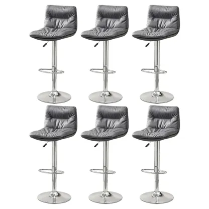 Modern Upholstered Swivel Bar Stools with Back for Kitchen Image - 50