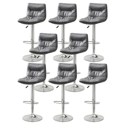 Modern Upholstered Swivel Bar Stools with Back for Kitchen Image - 51