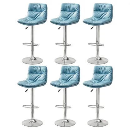 Modern Upholstered Swivel Bar Stools with Back for Kitchen Image - 55