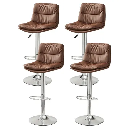 Modern Upholstered Swivel Bar Stools with Back for Kitchen Image - 59
