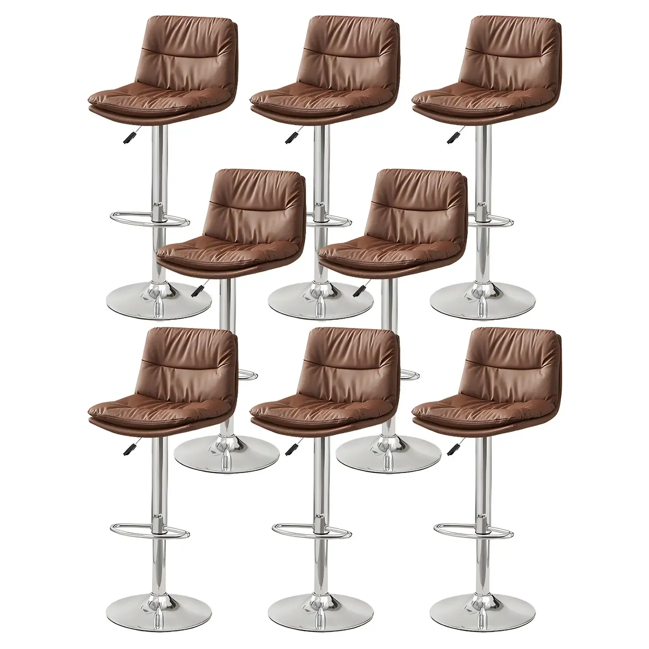 Modern Upholstered Swivel Bar Stools with Back for Kitchen Image - 61