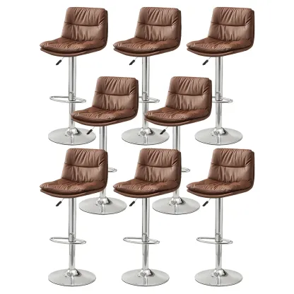 Modern Upholstered Swivel Bar Stools with Back for Kitchen Image - 61