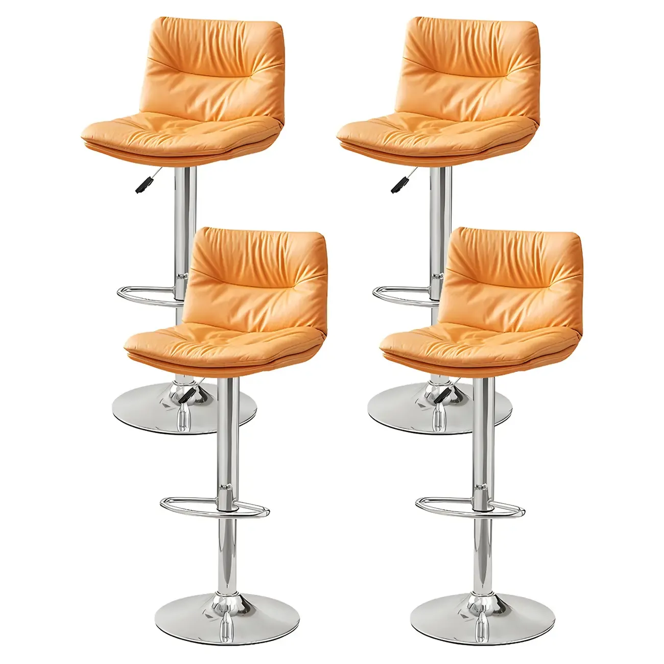 Modern Upholstered Swivel Bar Stools with Back for Kitchen Image - 64