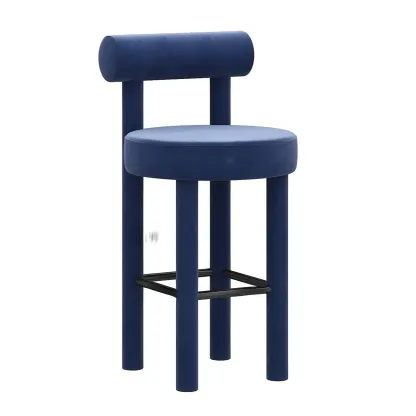 Multicolor Simple Round 4-Leg Upholstered Bar Stools Image - 9