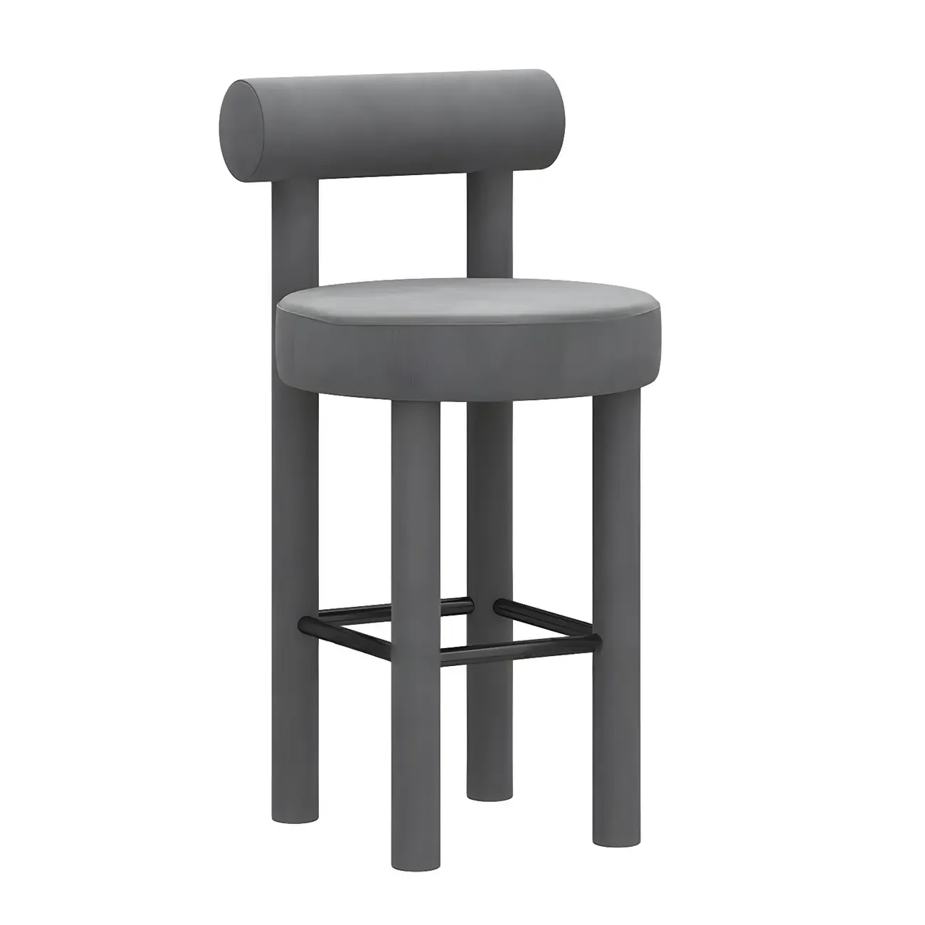 Multicolor Simple Round 4-Leg Upholstered Bar Stools Image - 10