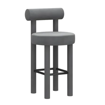 Multicolor Simple Round 4-Leg Upholstered Bar Stools Image - 10